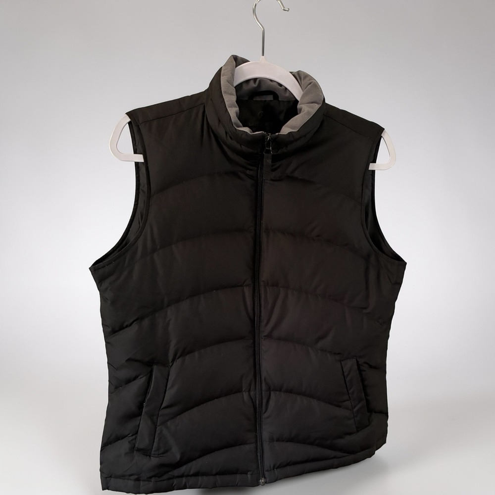 Lands' End Black Puffer Vest Down Insulated Full Zip Sleeveless Jacket Medium